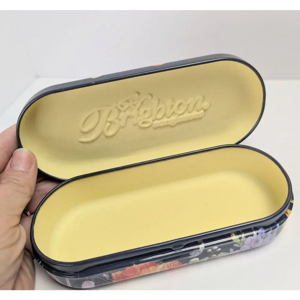 Brighton Navy & multicolor floral metal hard side sunglasses glasses case